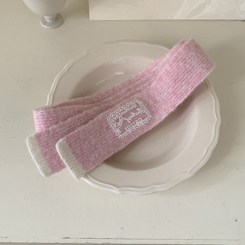 韩国代购东大门2025冬季新款韩版蕾丝拼色细窄长条围巾女外搭围脖