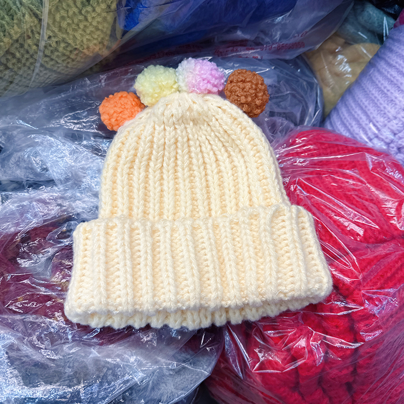 韩国代购东大门冬季新款韩版彩色毛球粗毛线针织帽甜美可爱毛线帽