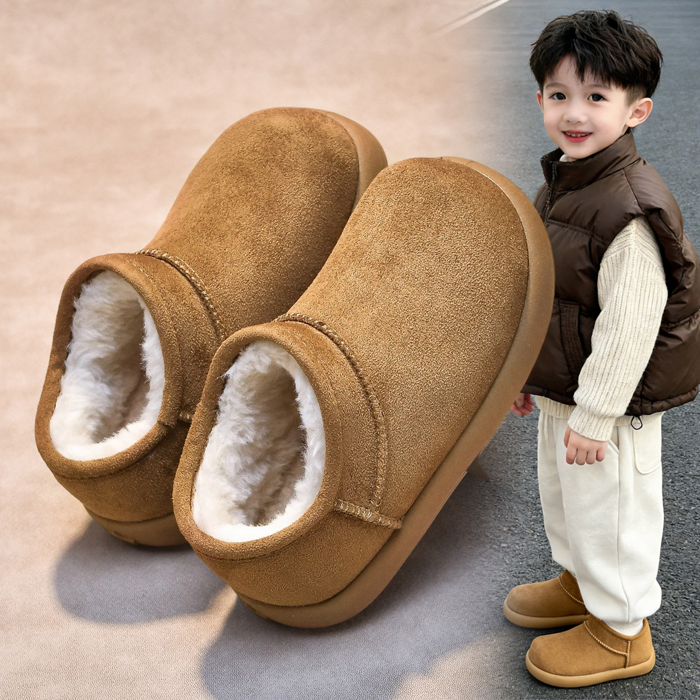 小土豆勃肯鞋儿童亲子鞋男童雪地靴冬季加绒加厚保暖防水防滑棉鞋,童鞋/婴儿鞋/亲子鞋,雪地靴,淘宝优惠券,粉丝福利购,淘宝优惠卷
