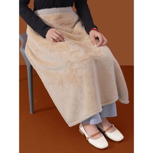 办公室腿部盖毯两用披肩斗篷珊瑚护腿系带围裙加绒护肩保暖毯子