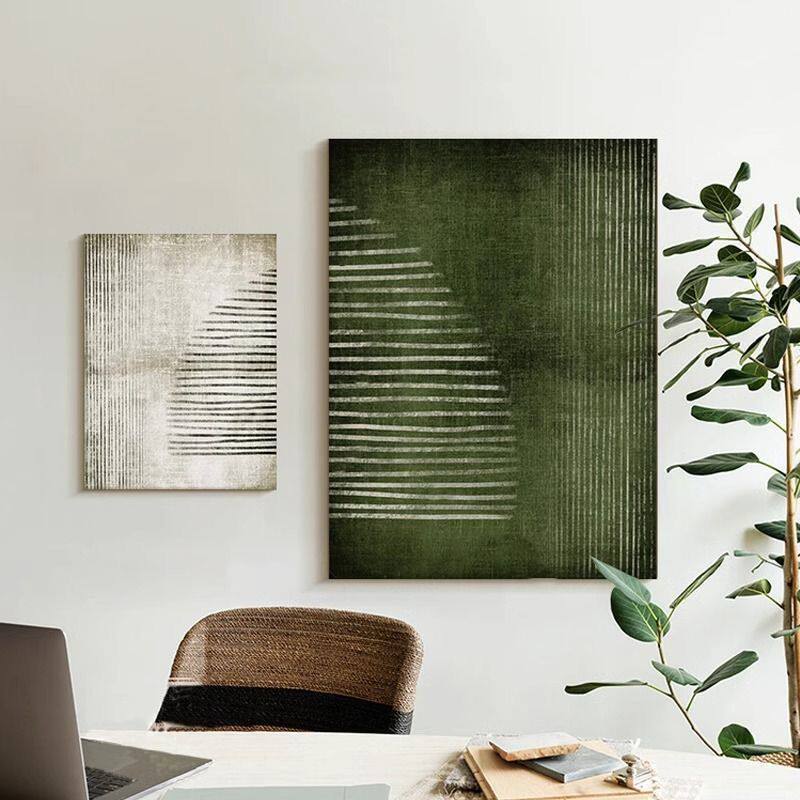 绿影高级装饰画高档酒店背景墙民宿抽象玄关餐厅绿色极简客厅挂画