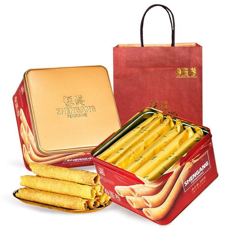 新深港手工鸡蛋卷饼干308g传统糕点中秋节送礼零食早餐茶点整箱