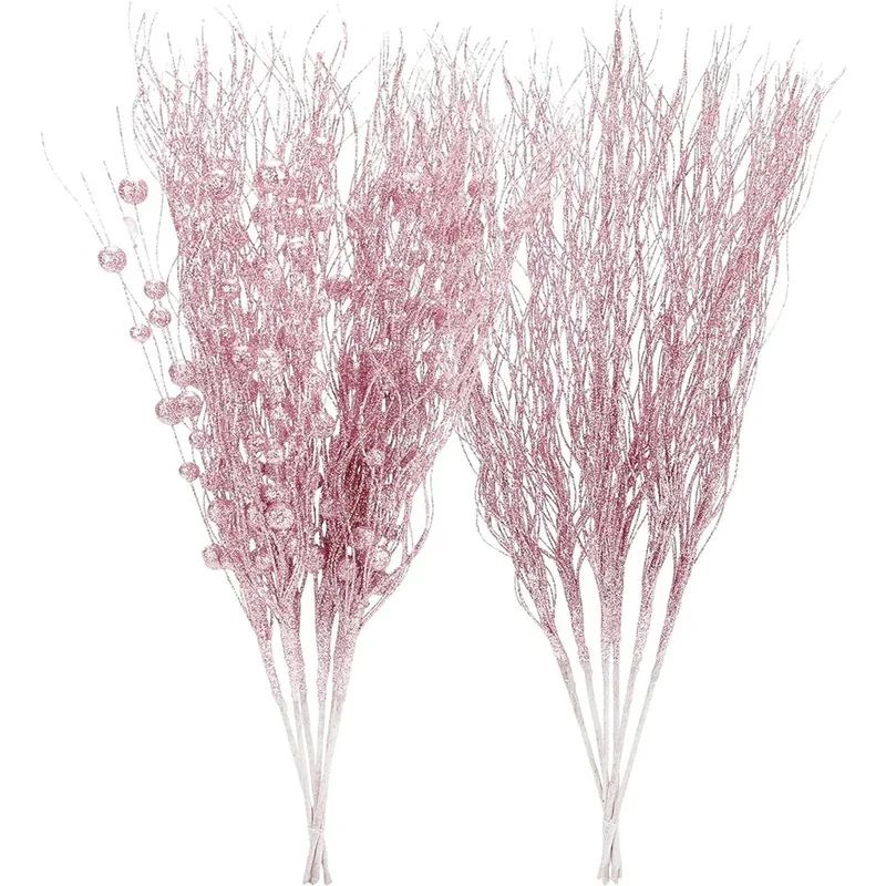 16Pcs Christmas Decoration Glitter Artificial Branches