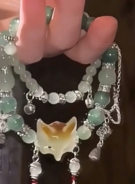 狐狸元素饰品灵狐 新中式爆款长款双圈手串中式美灵狐手链可叠戴