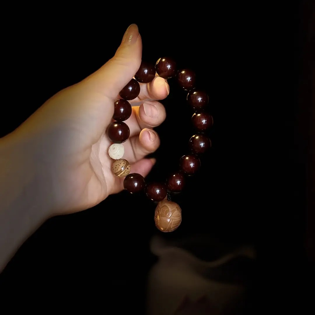 溏心老料圆珠菩提手串14mm单圈设计款菩提根（送盘玩袋手套）