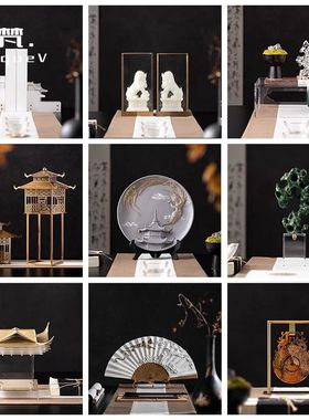 宋代美学新中式摆件客厅开放格酒柜书房民宿茶室博古架家居装饰品