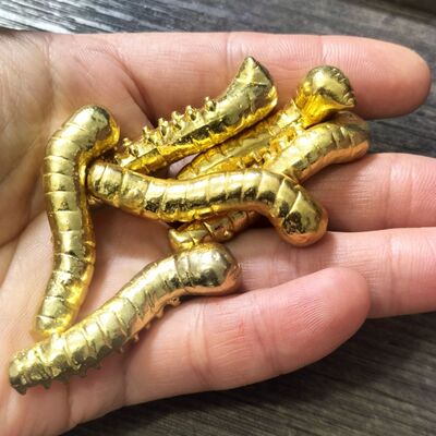 蚕蛹手把件仿古汉代金蚕皇帝赏赐小摆件纯黄铜实心鎏真金蚕蛹古玩