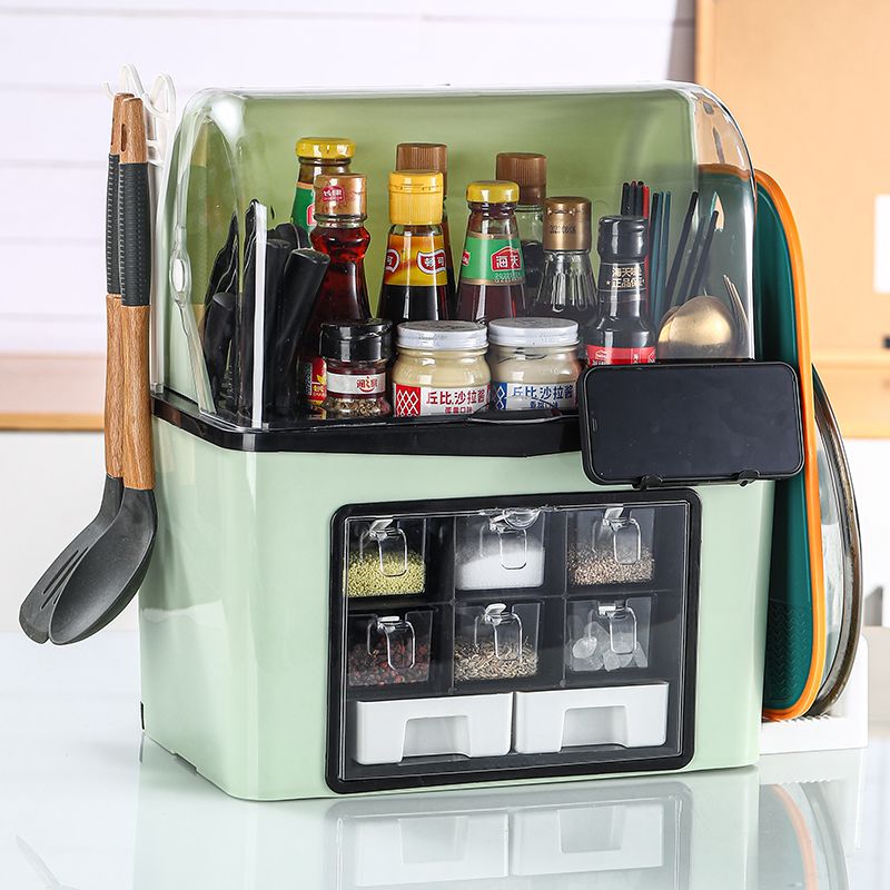 多功能调料盒刀砧板筷子厨房置物架家用油盐酱醋罐带盖防尘收纳盒