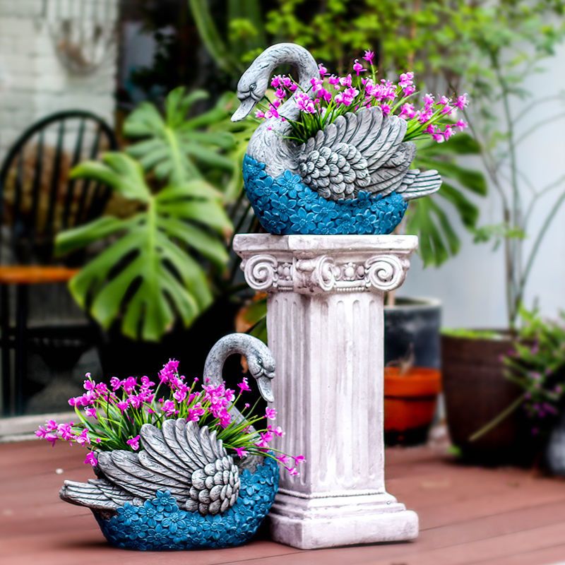 天鹅花盆多肉造型创意动物盆栽阳台地面庭院花园室外装饰布置摆件