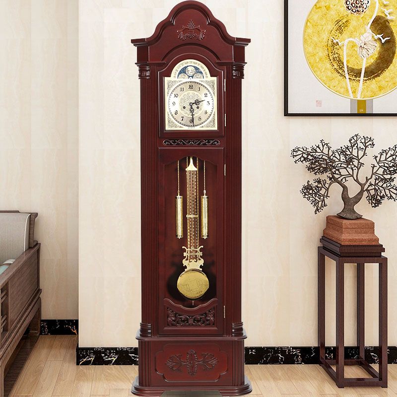 中式发条机械落地钟客厅欧式实木大座钟老式复古报时装饰立式摆钟