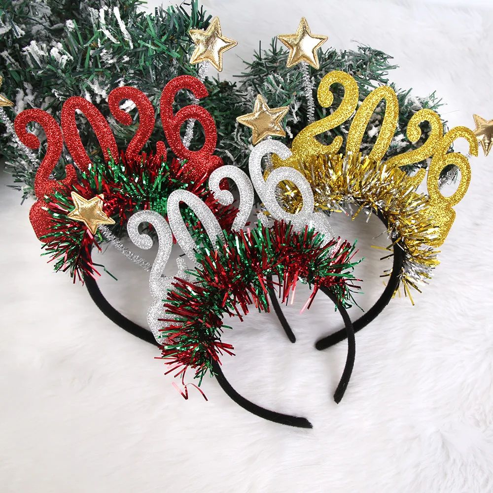 2026 Christmas Headband New Year's Eve Digital Headband Sta