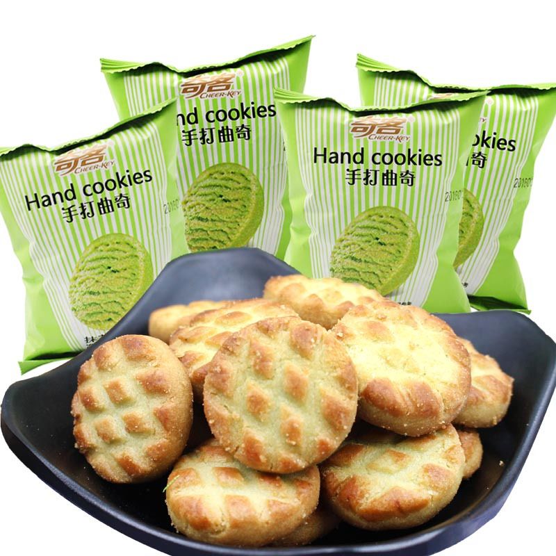 奇客手打曲奇抹茶味芝士味原味饼干便宜代餐小圆饼零食品独立包装