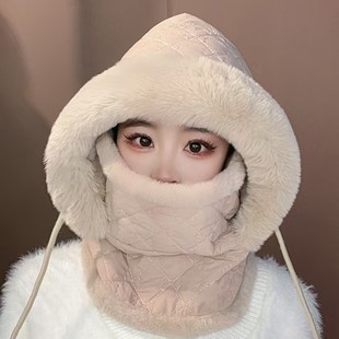 2025新款秋冬季女款骑行帽防风防寒一体护耳帽骑车加厚保暖帽子男