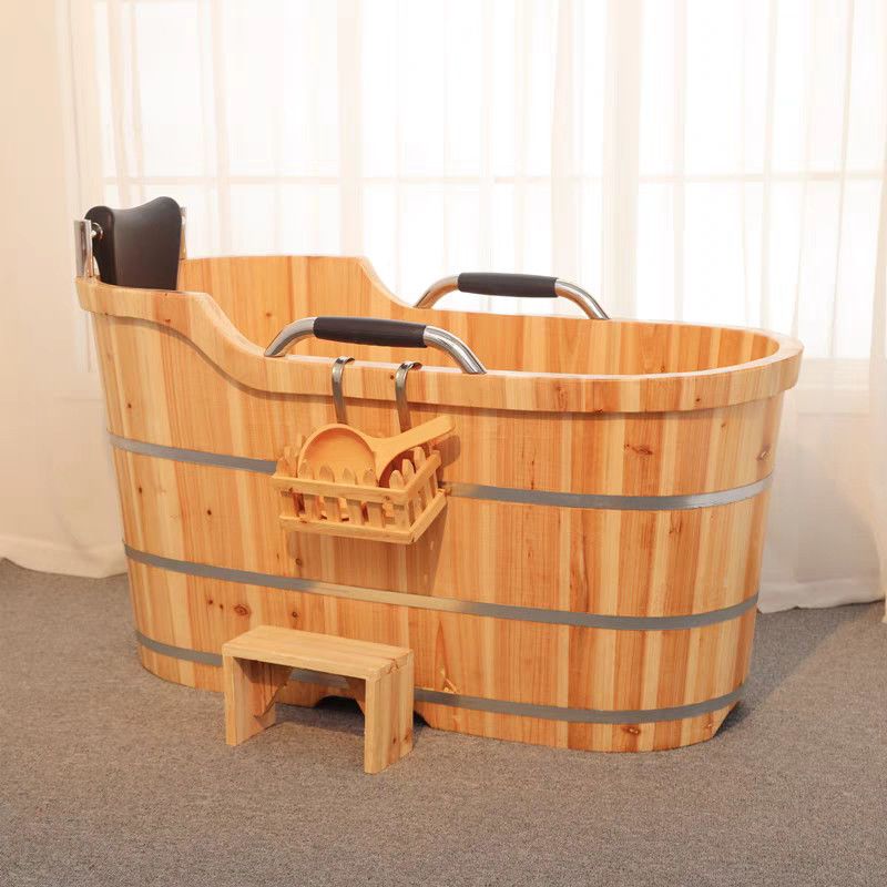 双边扶手泡澡木桶浴缸大人全身家用洗澡盆汗蒸熏蒸药浴木质沐浴桶