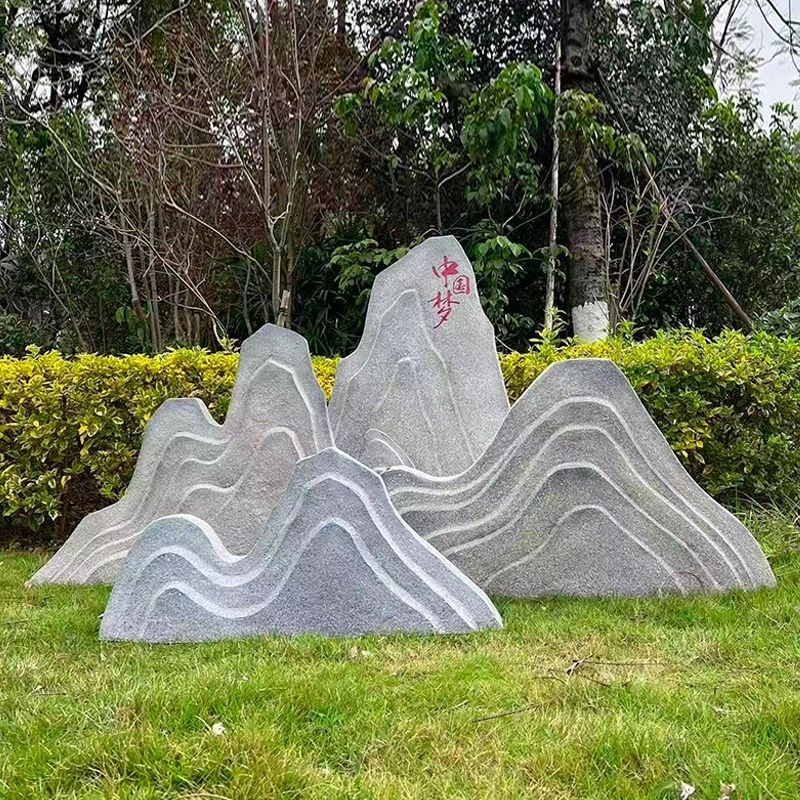 仿真玻璃钢雪浪石中式造景太湖石山水庭院园林景观公园草坪摆件