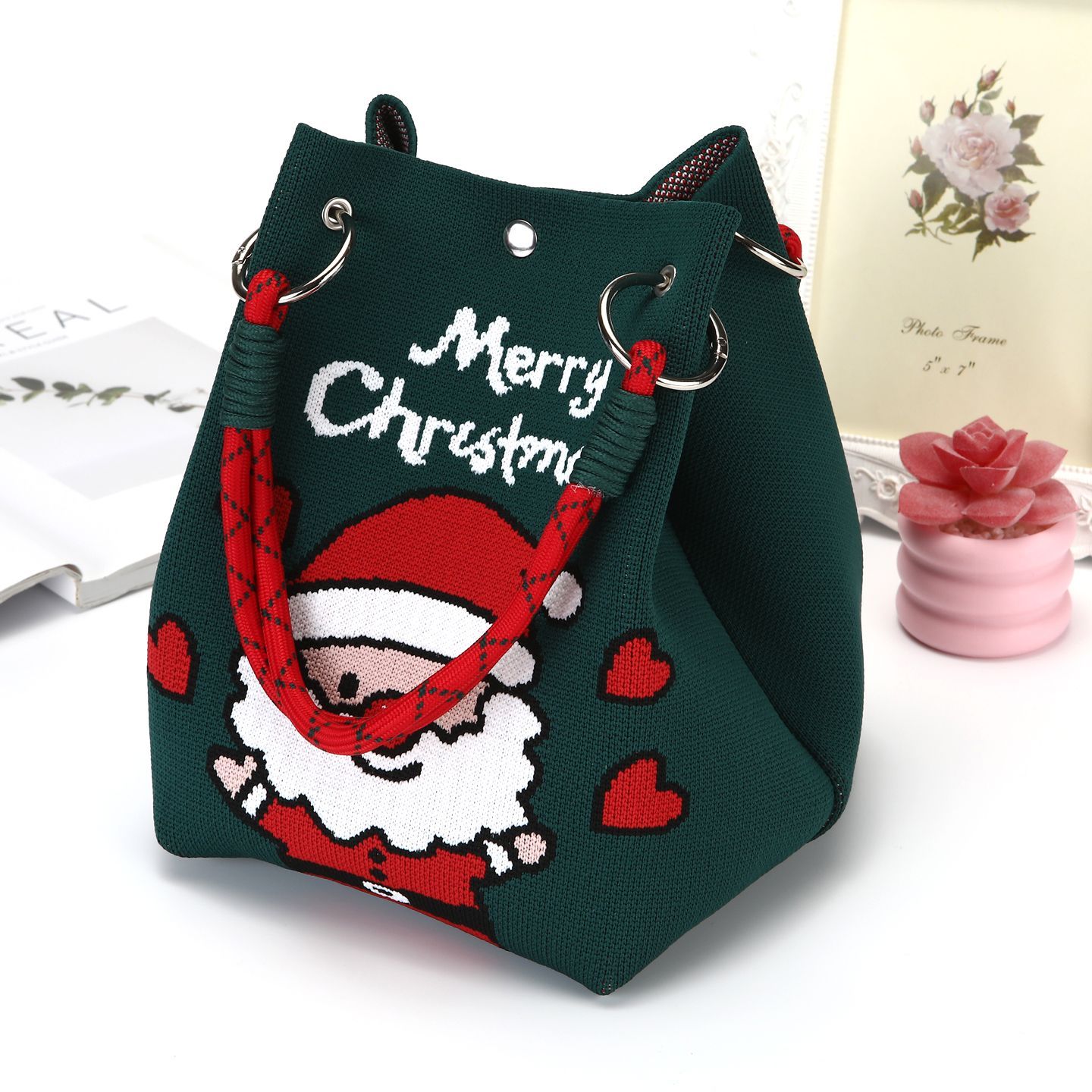 圣诞节礼品袋新款万圣节针织手提袋卡通树南瓜百搭外出通勤手拎小