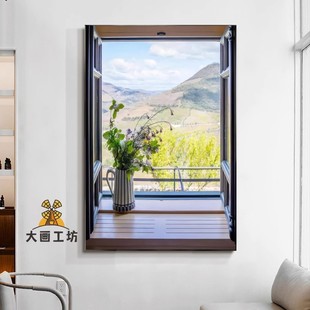 春暖花开风风景画装饰画感油画玄关大幅开窗延伸咖啡店挂画假窗户