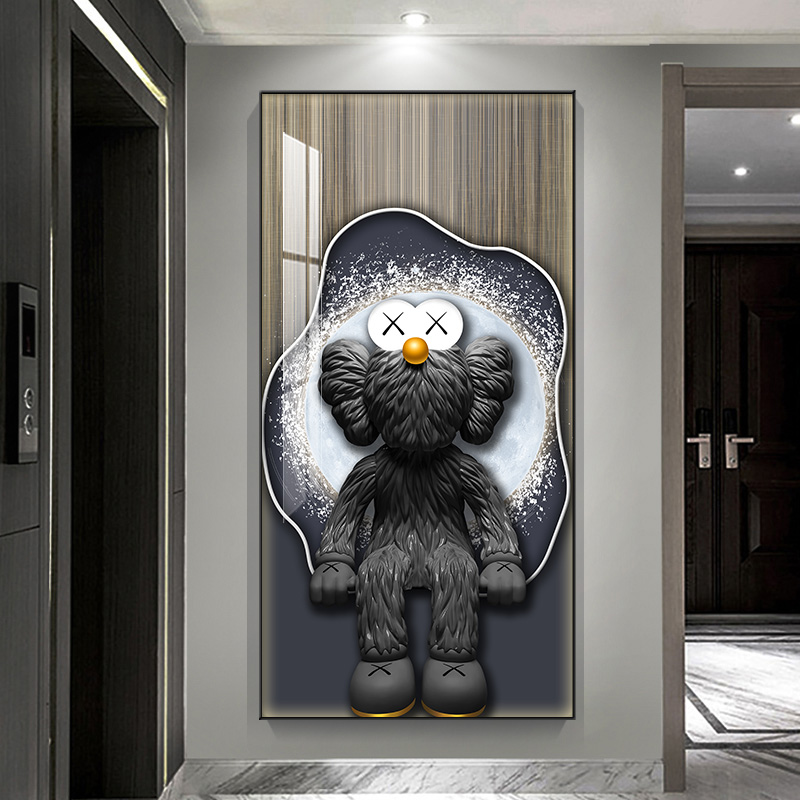 kaws潮牌装饰画暴力熊动漫玄关挂画沙发背景墙画房间落地大画壁画