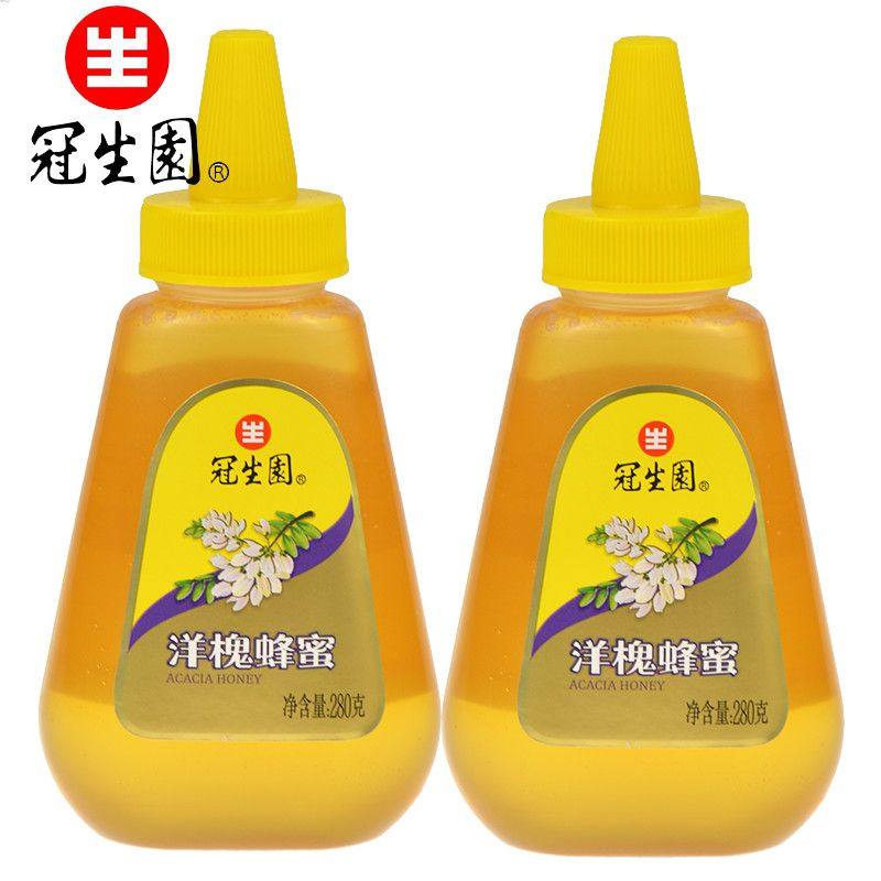 上海冠生园洋槐蜂蜜280g*1/3瓶装纯洋槐花蜂蜜尖嘴挤压蜂蜜瓶蜜蜂