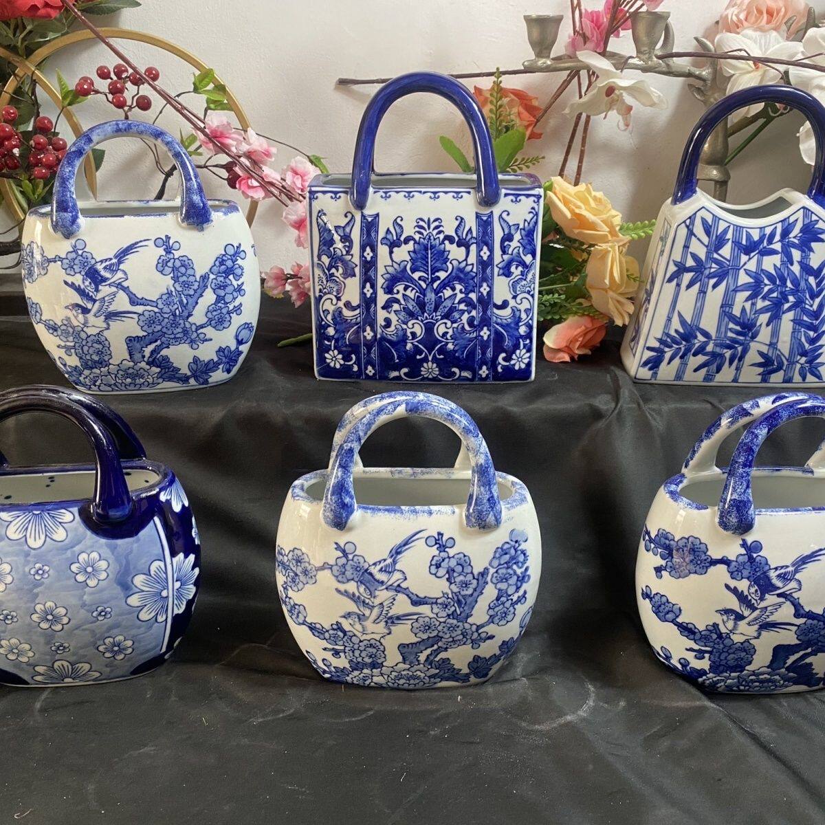 景德镇手绘瓷器手工高档陶瓷手提青花瓷收纳摆件古风桌面陶瓷花瓶