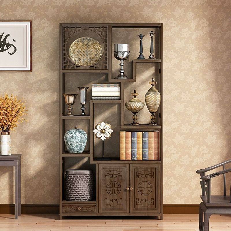 新中式多宝阁储物架家用展示柜摆件柜客厅置物架非实木隔断收纳架