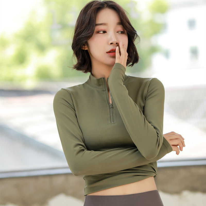 半拉链运动外套女长袖立领紧身衣速干瑜伽服健身房跑步健身上衣女,运动服/休闲服装,健身衣,淘宝优惠券,粉丝福利购,淘宝优惠卷