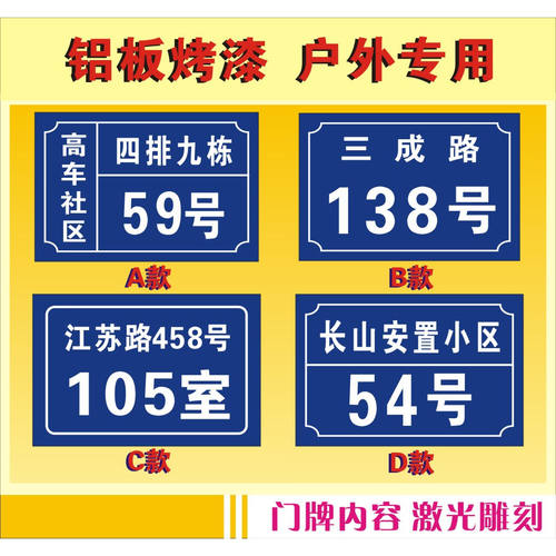 铝板烤漆雕刻　单元楼栋数字门牌
