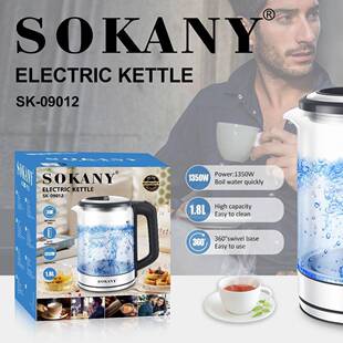 外贸SOKANY09012电热水壶1.8L玻璃烧水壶开水壶ELECTRIC KETTLE