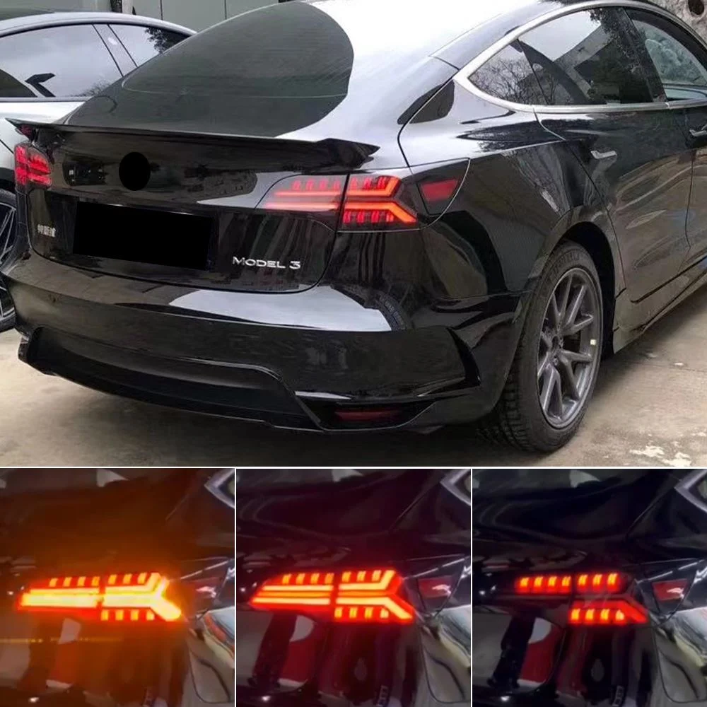 适用于特斯拉Model3/modelY熏黑尾灯总成刹车转向LED流光改装