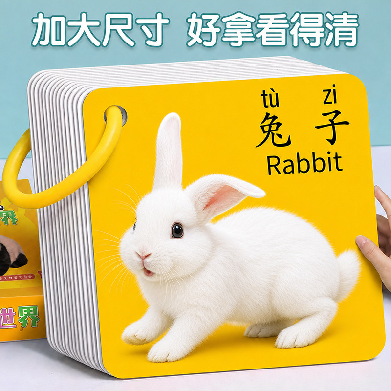 早教认知卡片 1-3 岁宝宝启蒙卡婴幼儿动物数字看图识物益智玩具