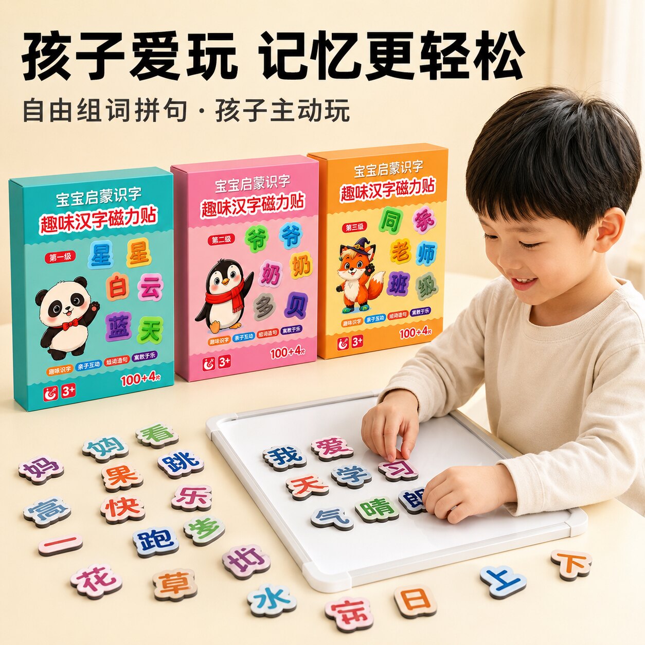 儿童早教汉字磁力贴冰箱贴玩具图片