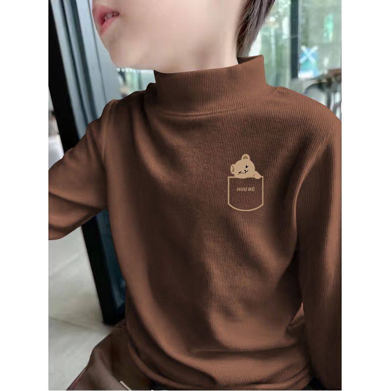 儿童德绒打底衫秋冬2025新款男童半高领中大童韩版上衣