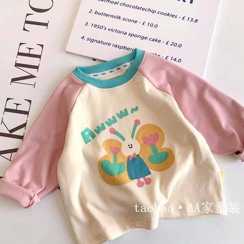 德绒女童打底衫2025新款长袖T恤宝宝上衣宽松韩版中小童圆领可爱