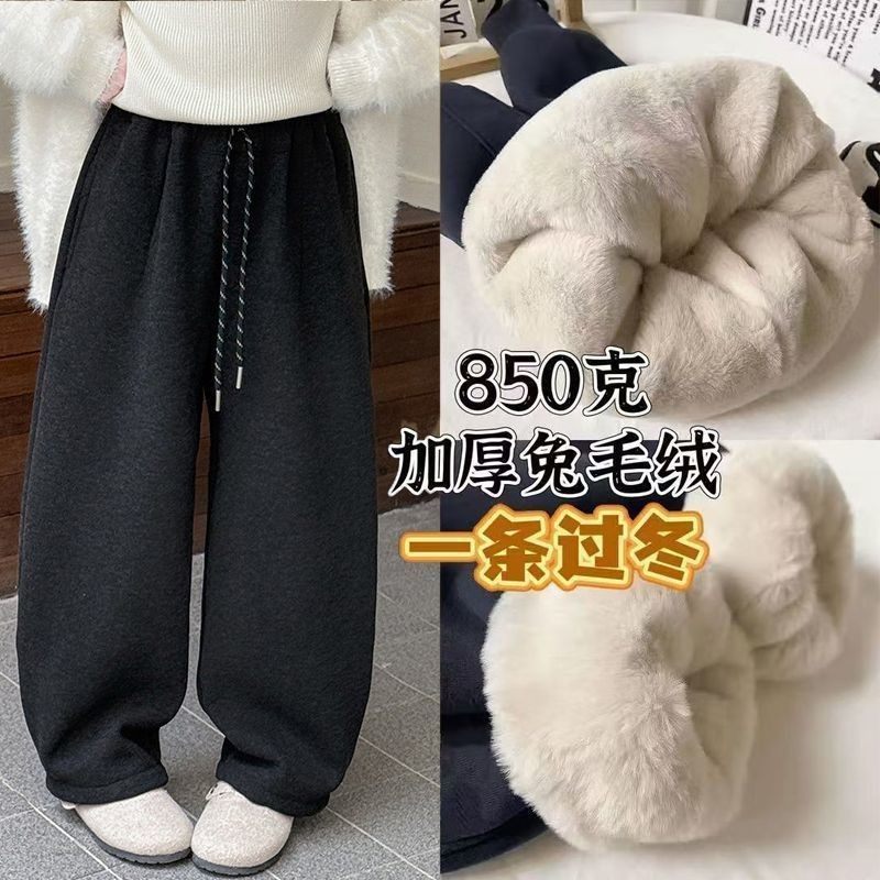 童装儿童加绒裤子冬季女童加厚糯米裤韩版中大童特厚卫裤保暖冬装