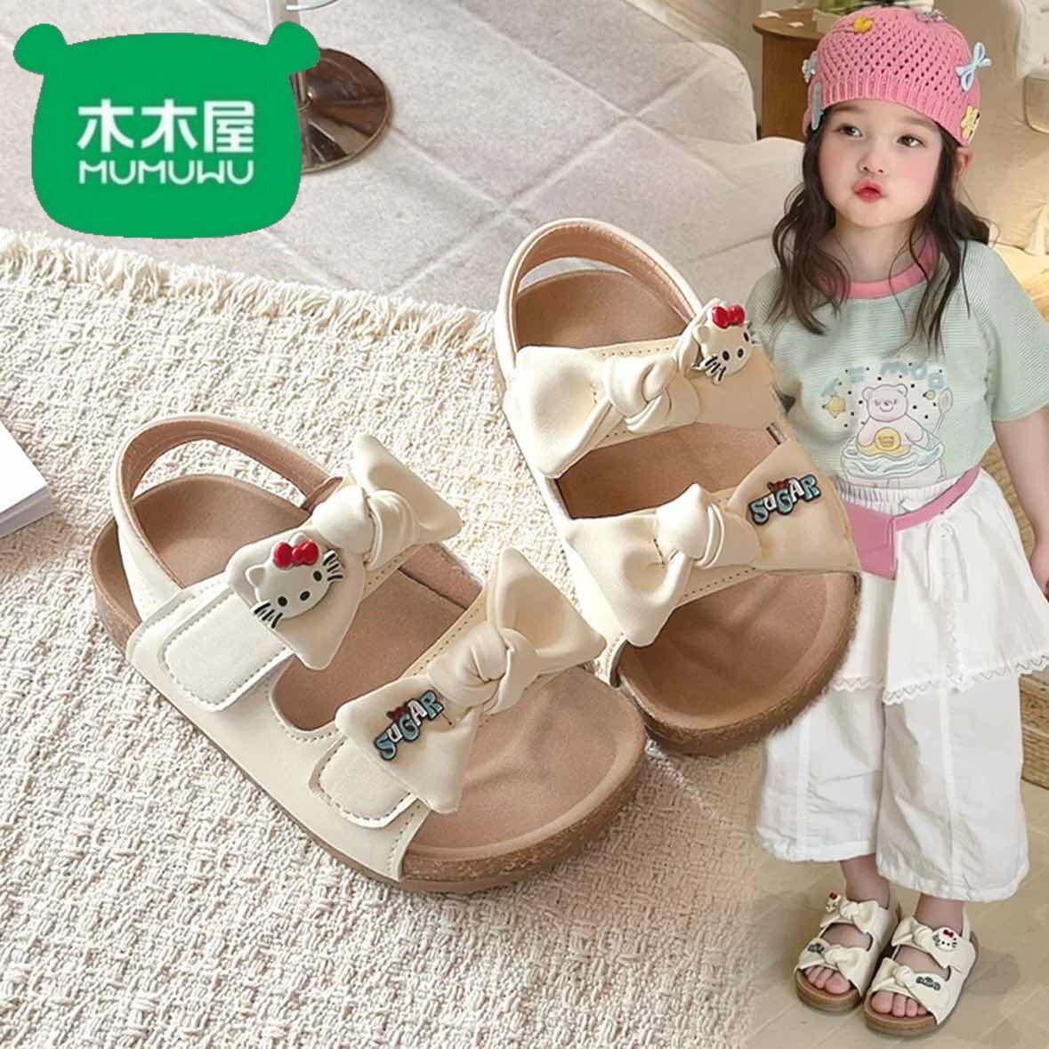木木屋女童蝴蝶结凉鞋2026夏季图片