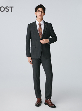 MOST/姆氏德灰色条纹西服套装男修身商务休闲韩版西装C43152125