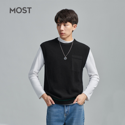 MOST针织背心秋季纯色圆领毛衫