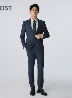 MOST/姆士德西服套装商务婚礼蓝色竖条纹正装男士西服C43152103