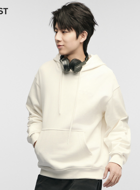 MOST/姆氏德白色卫衣新款连帽秋慵懒风休闲套头纯色上衣C53317156