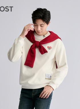 MOST/姆氏德新款冬季白色男款运动卫衣无帽男士加绒长袖C44317234