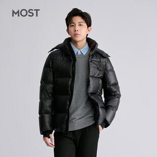 MOST/姆氏德羽绒服男冬短款宽松连帽面包服黑色保暖外套C44237261