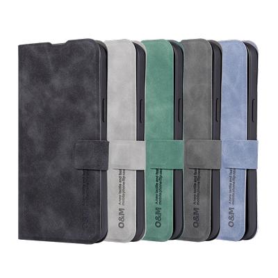 适用红米note12羊巴皮男翻盖皮套