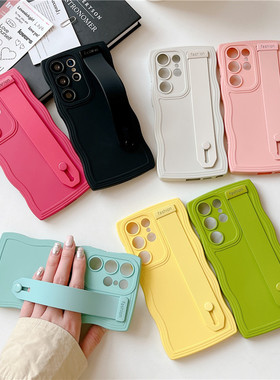 适用三星s23ultra手机壳女网红新款小众samsungS22十保护套s20+腕带高级感简约S21FE个性s22u硅胶防摔男软壳