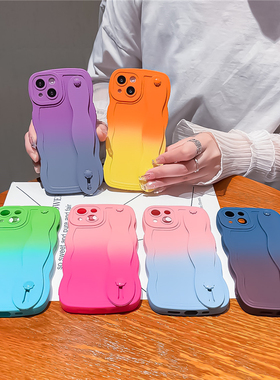 适用苹果14手机壳16新款高级感iPhone13保护套12硅胶15promax软壳11简约渐变潮男女xRxS腕带se2/3防摔78plus