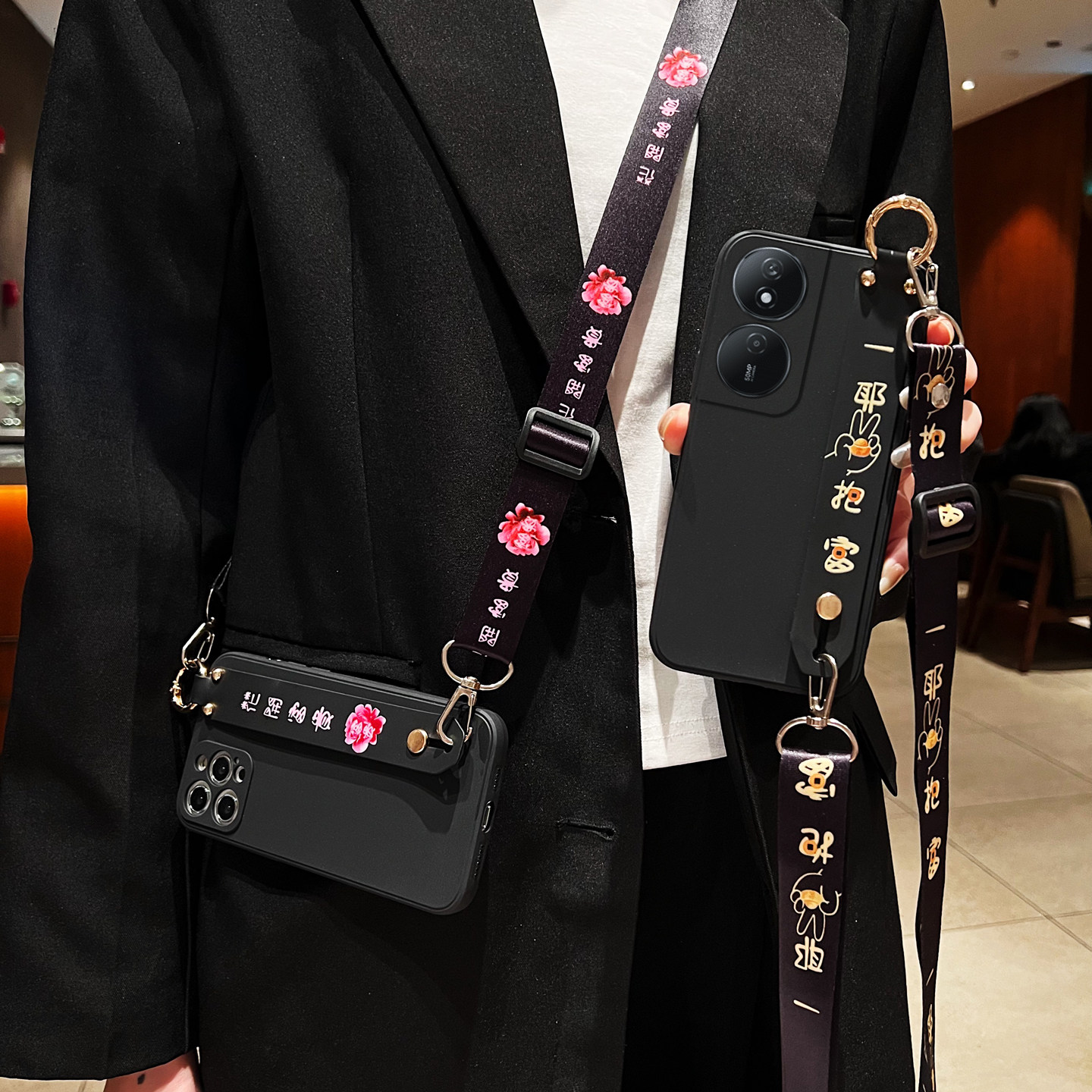 适用畅玩50plus可斜挎绳腕带软壳