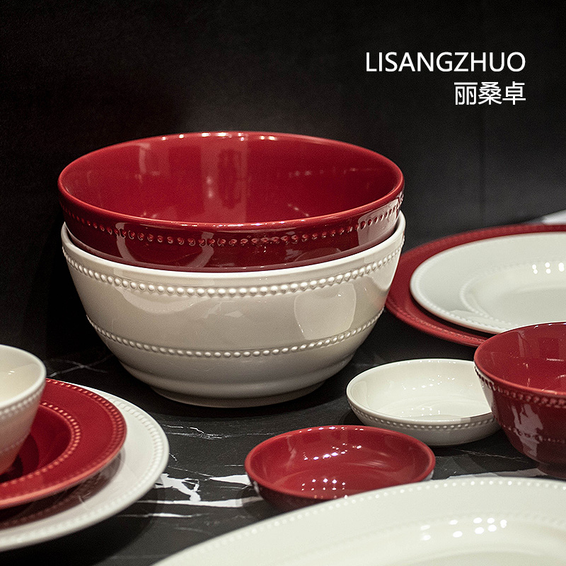 丽桑卓陶瓷侘寂风吃饭碗汤碗