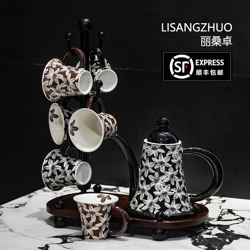 新居乔迁茶杯杯具套装家用客厅待客茶具水壶茶杯陶瓷高级水杯水具