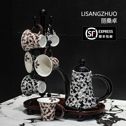 新居乔迁茶杯杯具套装家用客厅待客茶具水壶茶杯陶瓷高级水杯水具