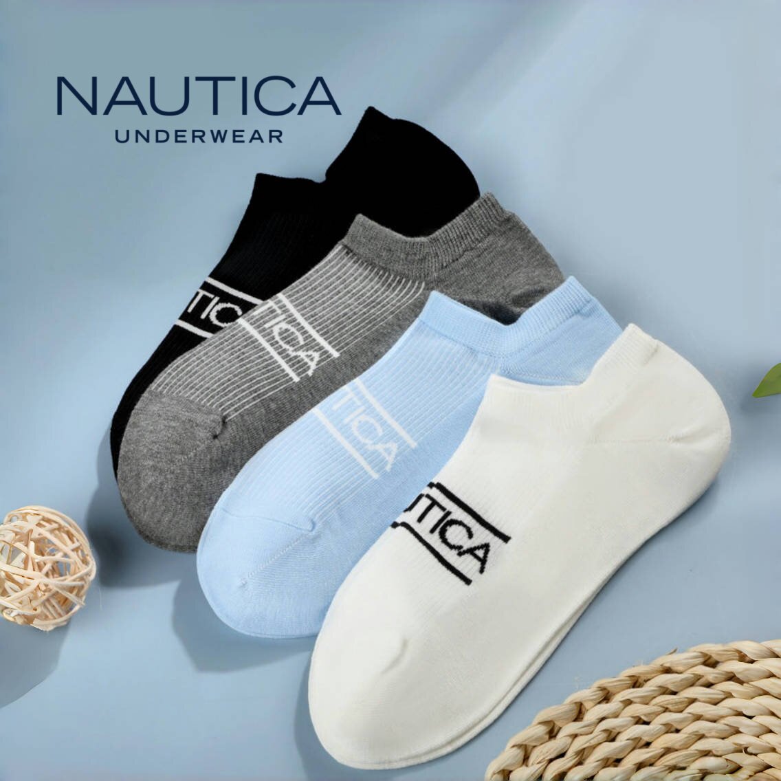 Nautica Underwear 商务男士船袜短帮浅口白色男袜防滑透气单双装,女士内衣/男士内衣/家居服,船袜,淘宝优惠券,粉丝福利购,淘宝优惠卷