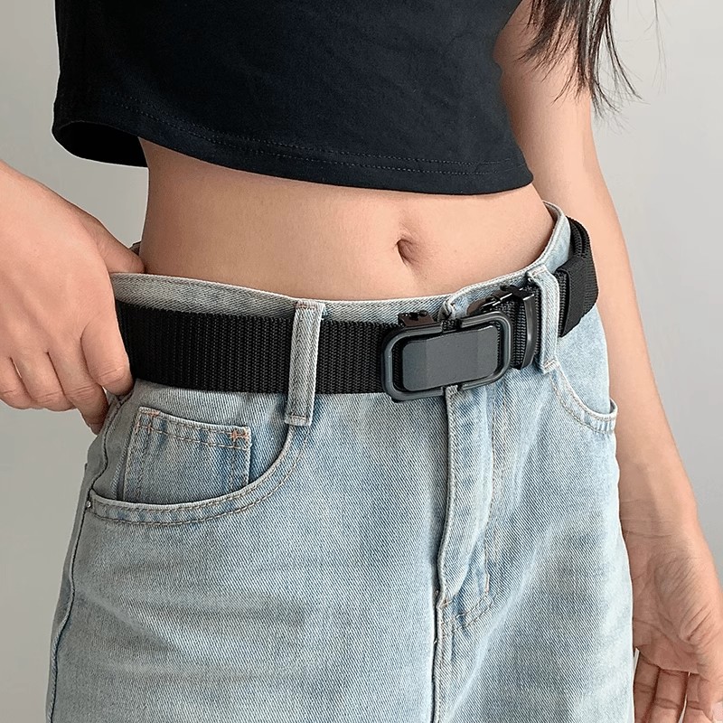 自动扣男女式尼龙帆布腰带百搭